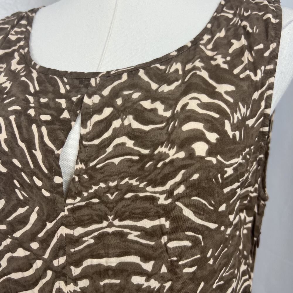 Sundance Dress Womens 12 Brown Animal Print Midi Handkerchief Hem Boho‎ Safari - Picture 2 of 10
